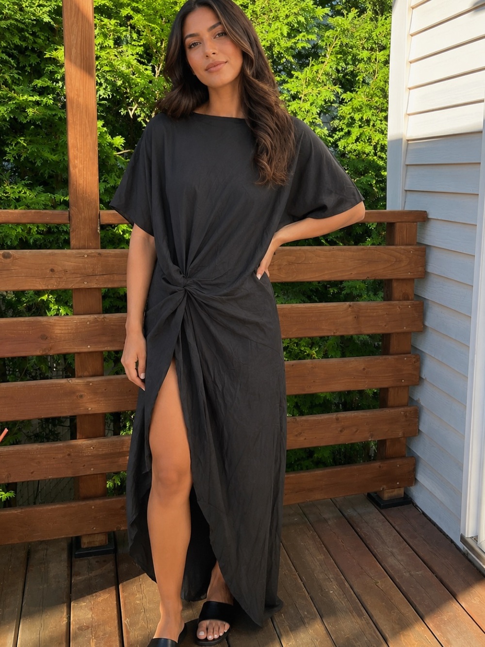 NWT Black Knot-Front Maxi Dress